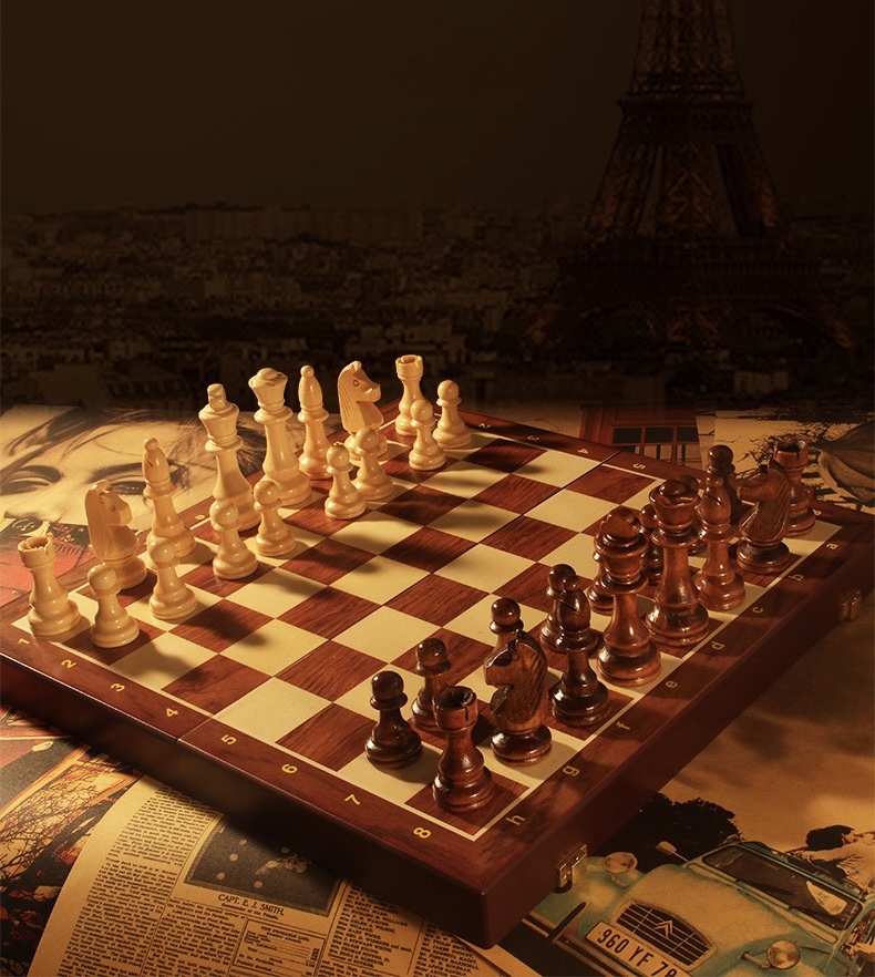 OODBLUE Luxury Wooden Chess Set – 45×45 cm – Handmade with Storage Box