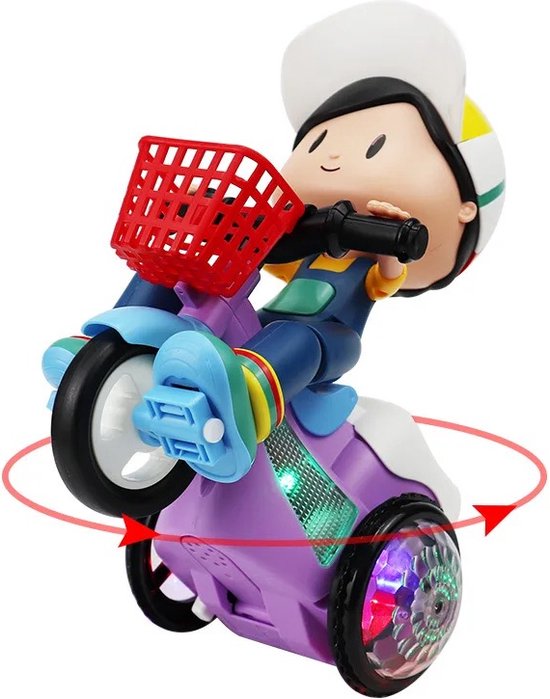 OodBlue-Coole Stunt Driewieler Duw-Trek Speelgoed met knipperende LED-banden Leuk en Educatief Cadeau voor kinderen