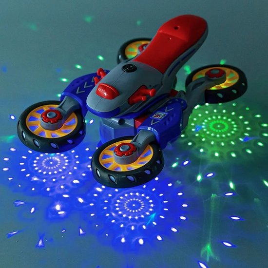 OodBlue-Roterend Motorspeelgoed met Automatische Vervorming – Volledig Bewegingsbereik, Kleurrijke Lichten en Geluidseffecten, Educatief Speelgoed