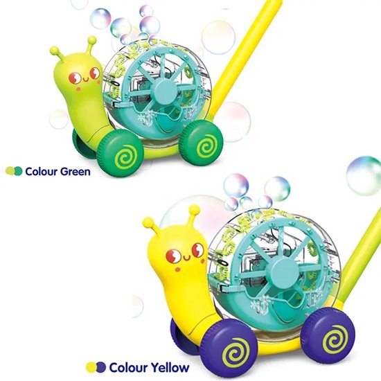 OodBlue-Gele Slak Bubbelmachine met LED-Licht – Speelgoed Grasmaaier voor Kinderen