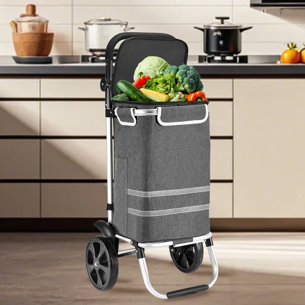 Opvouwbare Boodschappentrolley 40L β Stevig & Comfortabel Waterafstotend β Tot 30 kg Belastbaar