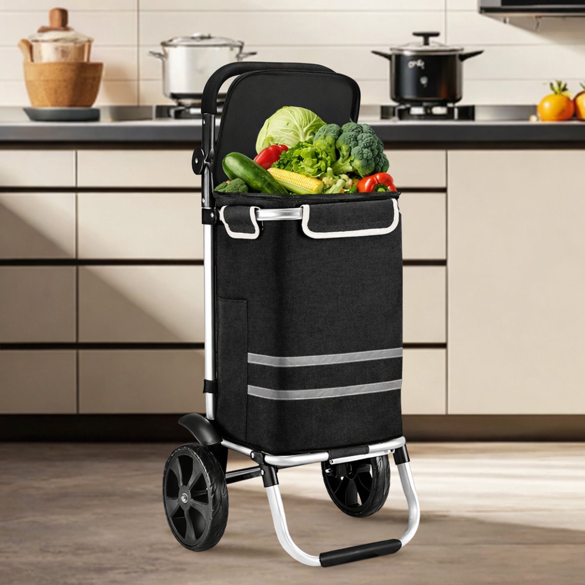 Opvouwbare Boodschappentrolley 40L β Stevig & Comfortabel Waterafstotend β Tot 30 kg Belastbaar