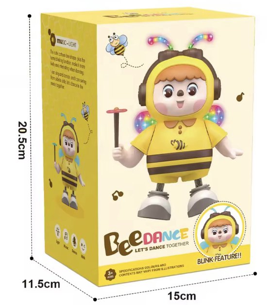 Dansende Bij met Muziek en Licht β Interactief Speelgoed voor Kinderen β Beweegbare Ogen, LED-lichtjes & Muziek β OODBLUE