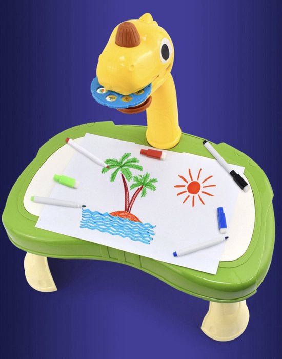 Draagbare Tekenprojectortafel voor Kinderen – 48 Projecties, Tekenset met Kleurpotloden en Schetsboek – OodBlue Educatief Speelgoed