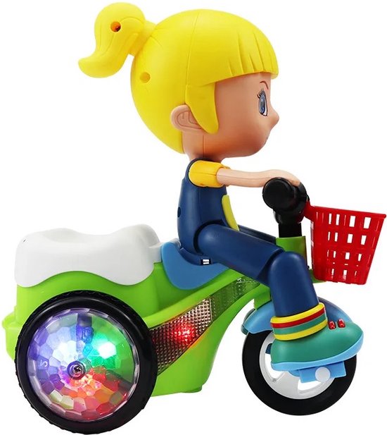 OodBlue-Coole Stunt Driewieler Duw-Trek Speelgoed met knipperende LED-banden Leuk en Educatief Cadeau voor Jongens en Meisjes