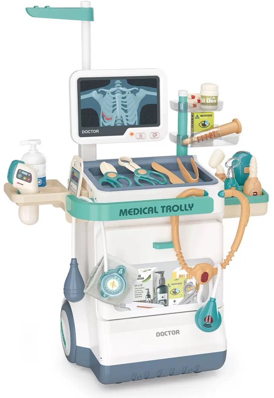 Dokter Speelset Kinderen β 26 Delige Dokterskoffer met Trolley β Medisch Speelgoed met Licht en Geluid β Rollenspel Speelgoed vanaf 3 Jaar