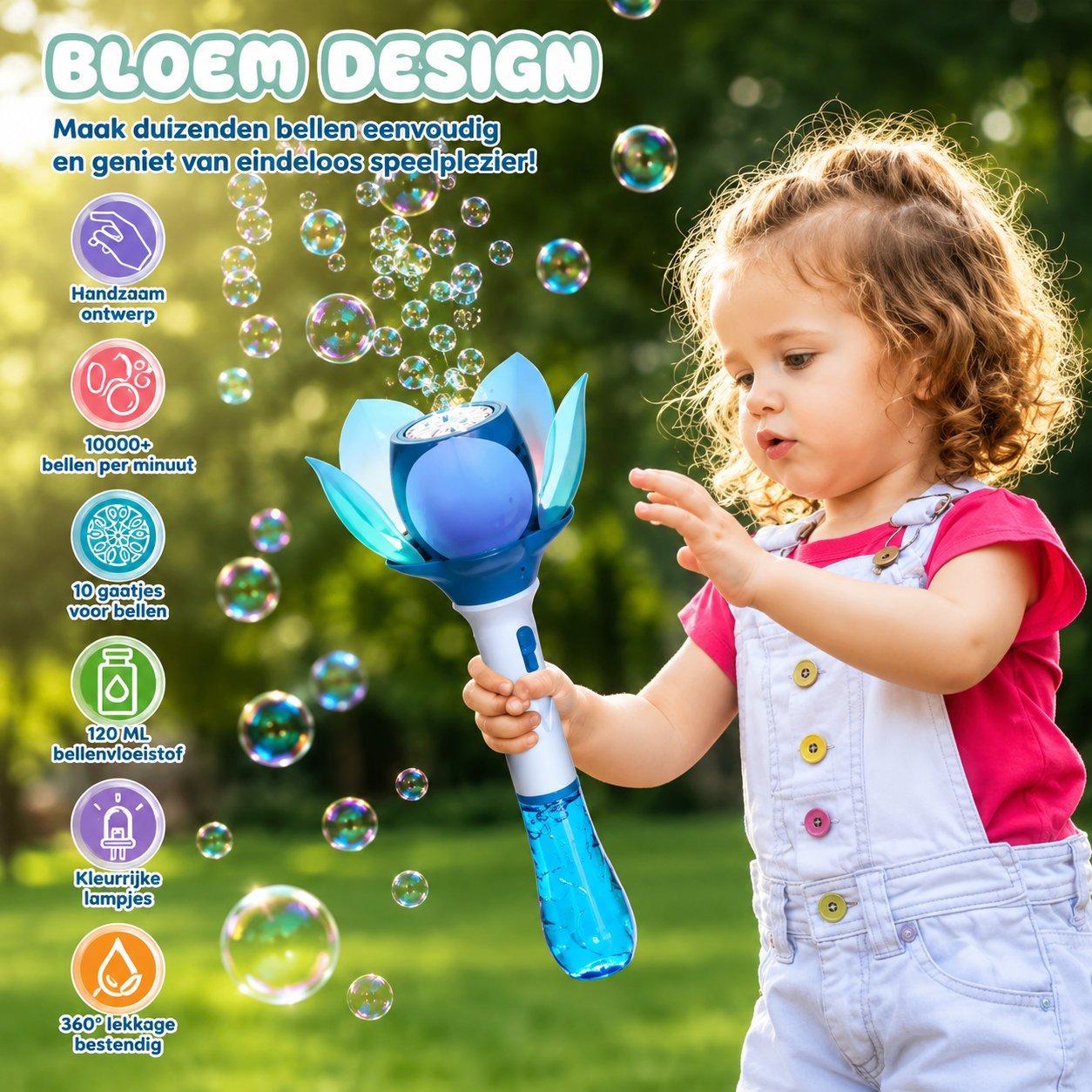 Elektrische Bellenblaas Toverstaf – Oplaadbaar met Licht & 10.000+ Bellen | Inclusief 120ml Navulling | Bellentoestel voor Kinderen vanaf 3 Jaar