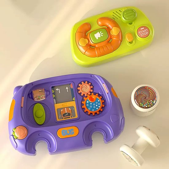 OODBLUE Baby Fun Bus – Interactief Licht & Muziek Speelgoed – Activiteitenspaneel – Educatief Motoriek Speelgoed 12M+