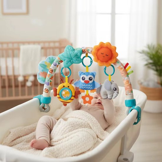 Baby Speelboog met Clips β Verstelbaar Activiteitenspeelgoed & Baby Mobiel β Voor Wieg, Box & Kinderwagen β Vanaf 0+