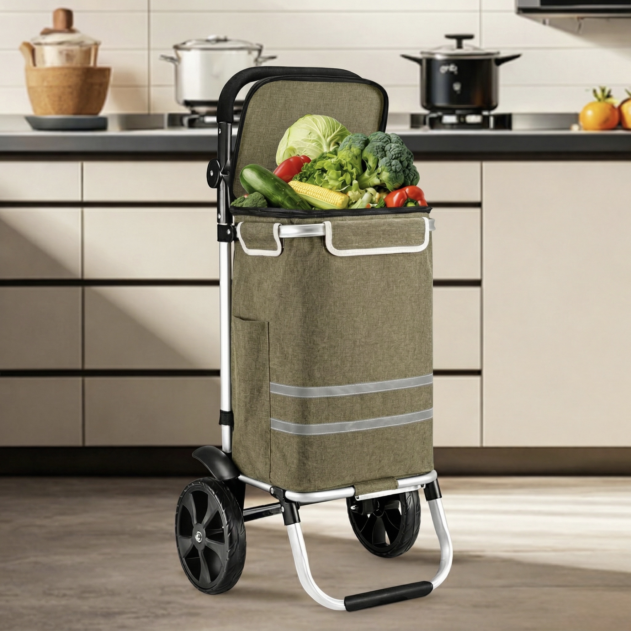 Opvouwbare Boodschappentrolley 40L β Stevig & Comfortabel Waterafstotend β Tot 30 kg Belastbaar