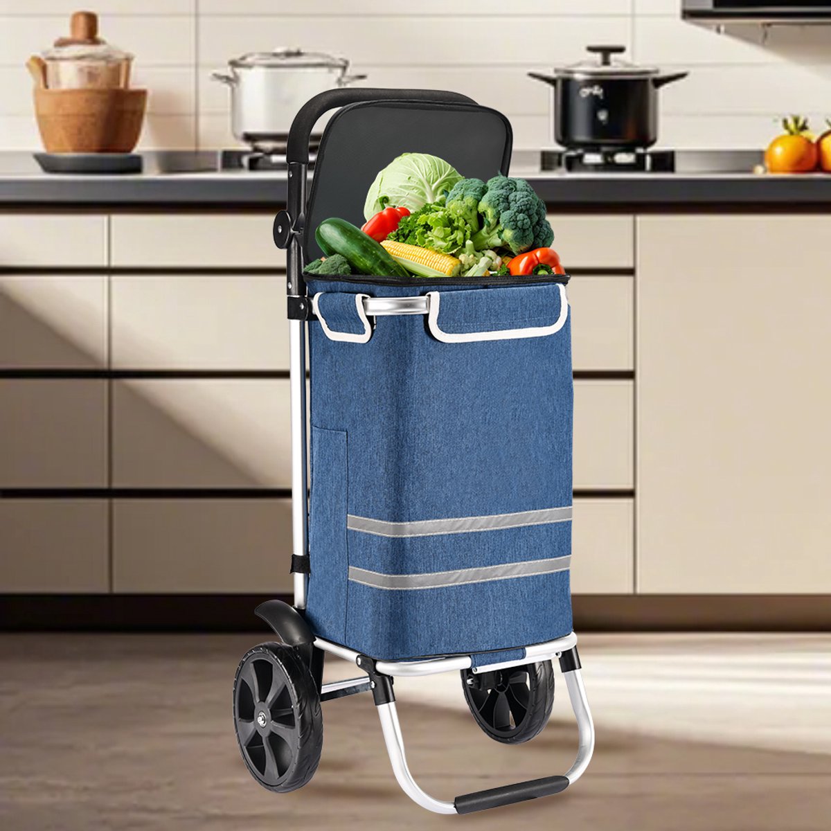 Opvouwbare Boodschappentrolley 40L β Stevig & Comfortabel Waterafstotend β Tot 30 kg Belastbaar
