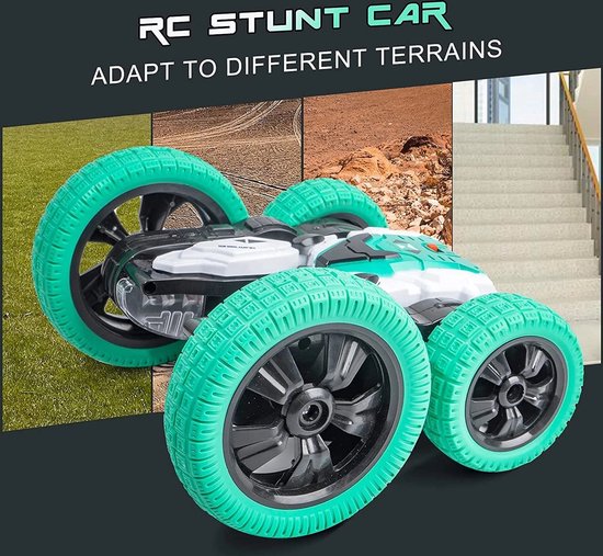 RC Stuntauto – Oplaadbare Afstandsbediening Auto met 360° Rotaties, LED-Licht en Mistfunctie – Dubbelzijdig Stunt Speelgoed voor Kinderen – Perfect Cadeau voor Jongens en Meisjes